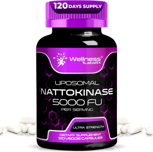 [BRSROGD4C4DQOA3Z] Nattokinase Supplement Capsules 5000 FU, Third-Party Tested Nattokinase – Enzyme aus Japanischer Natto – Daily Wellness Support – 120 Count (Pack von 1)