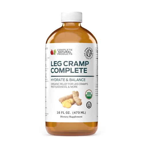 [BRSWGZYYC55RYH37] Organic Amish Leg Cramp Relief Liquid 16oz - Natural Muscle and Foot Support Supplement with Apple Cider Vinegar, Ginger, Garlic, Aloe, Fast Cramp Reducing Formula, Certified Organic, Made in USA