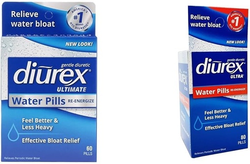 [BRSRAY33CMIA2D3Z] Diurex Ultimate 60 Count & Ultra 80 Count Water Pills Bundle - Maximum Strength Diuretic for Prompt Bloat Relief