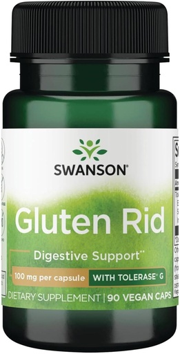 [BRSWKZIPDIIW2C3C] Swanson Gluten Rid with Tolerase G 100 Milligrams 90 Veg Capsules Enzyme