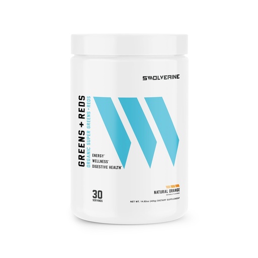 [BRSW2BDYCMHWCH3V] Swolverine Greens & Reds | Super Greens and Reds Powder with Spirulina, Chlorella, Wheat Grass, Pomegranate, Beet Root, Turmeric, Natural Orange Flavor (30 Servings)
