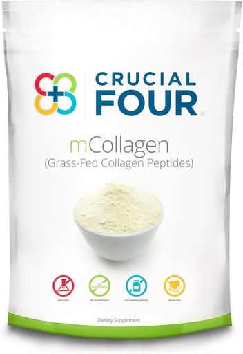 [BRSW22Q7OB5AKCIY] Crucial FOUR - mCollagen (Grass Fed Collagen Peptide Powder) – Amino Acids – Perfect for Sports Recovery Protein Supplement – Supports Hair, Skin, Nails, and Joint Health - Organic and Non-GMO (16oz)