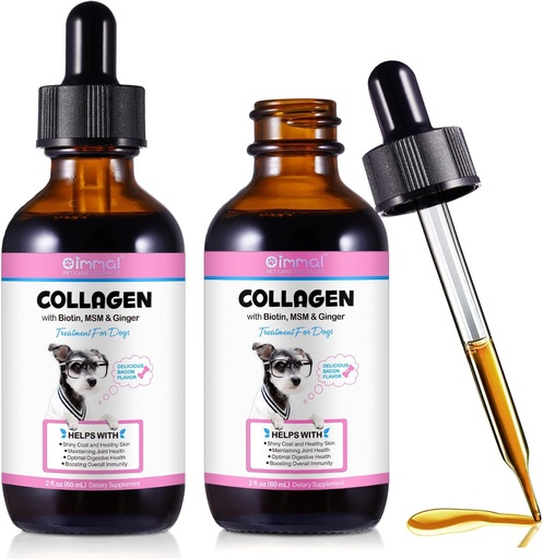 [BRSRAGL3BUNGYFY3] Collagen for Dogs, Dog Collagen Liquid Drops with Biotin, MSM & Ginger Digestive & Immunity Support, Itch Relief, Skin & Coat and Joint Health, Dog Supplement 60ml-2pcs