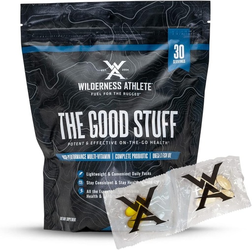 [BRSW2CQ2CAIRMELO] Wilderness Athlete - The Good Stuff | Daily Vitamin Pack - Multivitamin for Women & Men - Vitamin Packs for Men & Women Health - Supplement Probiotics, Omega-3 Fish Oil, & Multivitamins with Zinc