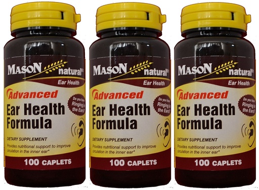[BRSWIHA5OEFR6GT6] MASON NATURAL Advance Ear Health Formula Bioflavonoids Plus 100 Caplets per Bottle Pack of 3 Total 300 Caplets