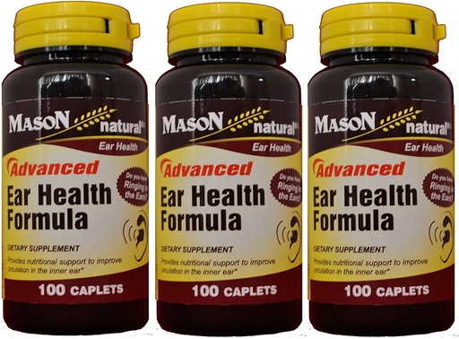 [BRSWIHA5OEFR6GT6] Mason Natural Advance Ear Health Formula Bioflavonoids Plus 100 Caplets per Bottle Pack of 3 Total 300 Caplets