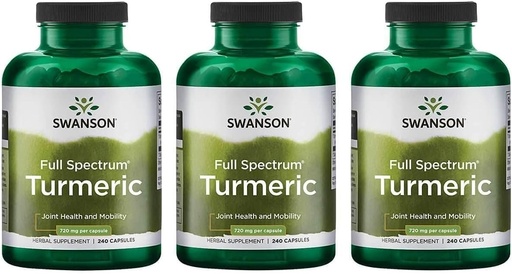 [BRSWGFAZDIJWYCQ6] Swanson Full Spectrum Turmeric (Curcumin) - Joint Health, Digestion, Heart Health &amp; Liver Support Suplemento - Curcuma Longa Formula Promoting Memory Support - (240 Capsules) 3 Pack