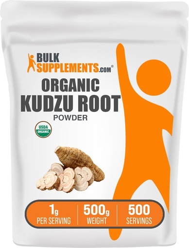 [BRSROFALBFYQ2CY3] BulkSupplements.com Органический корневой порошок Kudzu - Органическое корневое дополнение Kudzu, травяное дополнение - Gluten Free - 1 г на сервирование, 500 г (1,1 фунта) (пакет 1)