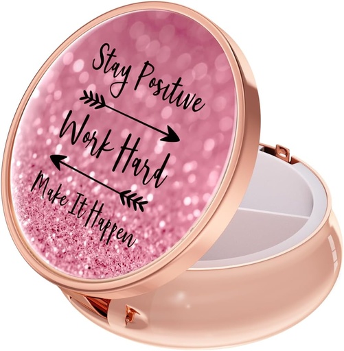 [BRSRMBINDF5RMELP] Rouidr Pill Box, 3 Compartment Medicine Pill Case, Small Metal Travel Medicine Box per Purse & Pocket, Rose Gold, Work Hard