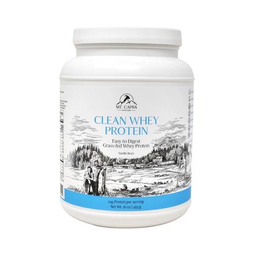 [BRSWKZAZO57RCH3I] Mt. Capra Clean Whey Protein | Grass-Fed Undenatured Goat Whey Protein Powder | 24 g Protein Per Serving, All Natural, Non-GMO, High in Branch Chain Amino Acids | Vanilla Bean | 15 Servings - 16 oz