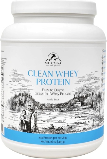 [BRSWKZAZO57RCH3I] Mt. Capra Clean Whey Protein Budd124; Grass- Fed Ikke denatureret Gedepulver Budd124; 24 g Protein Per Servering, All Natural, Non- GMO, High in Branch Chain Amino Acids