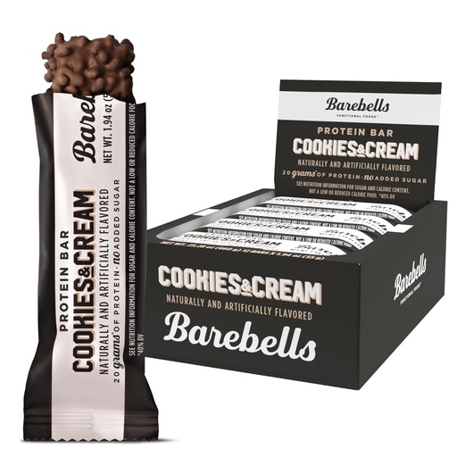 [BRSWYGI6AQGRSE32] Barebells Protein Bars Cookies & Cream - 12 Greve, 20g High Protein Treats - Chokolade Nutrition Bar med 1g Total Sugars - On- The- Go Breakfast eller Post- Workout Snack