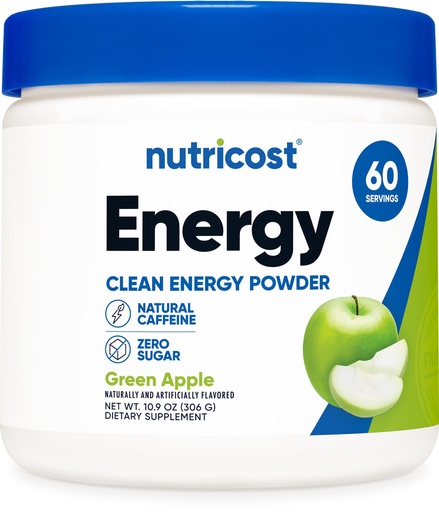 [BRSRAZIHB4IAGDTG] Nutricost Energy Complex (Green Apple) (60 Servings) - Clean Energy Powder, 300g Dietary Supplement