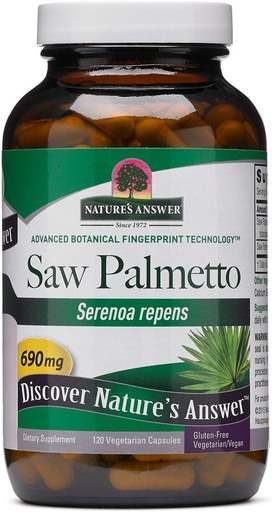 [BRSWIY35AIPBAA3Y] Nature's Answer Saw Palmetto Prostate 690mg 120-Capsules Supplement | Prostate Support | Natural Urinary Tract Support | Promotes Hair Growth | Single Count