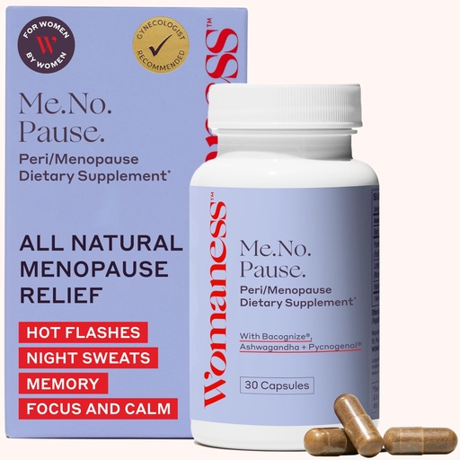 [BRSW2ZABOUCGEHTA] Womaness Me.No.Pause Supplement for Women - Hormone Balance for Women Perimenopause and Menopause - Ashwagandha, Pycnogenol and Bacognize for Hot Flashes, Brain Fog and Mood Hormone Free - 30 Capsules