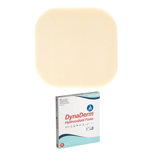 [BRSWIB3YBNYBSYIV] Dynarex DynaDerm Hydrocolloid Dressings, Sterile Moist Bandages Used for All Kinds of Wounds, 4" x 4", Foam & Latex-Free, Peel-Down Patches - 1 Box of 5 Dressings