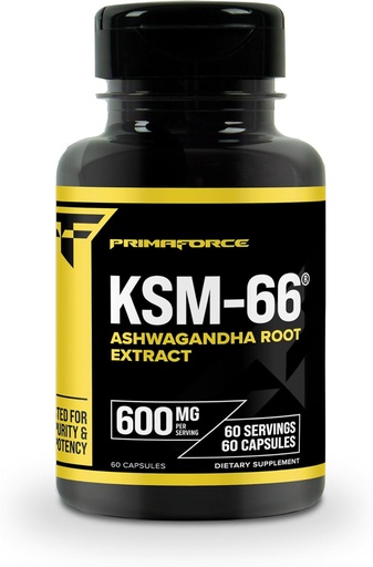 [BRSROHDYCJ4BYEL6] Primaforce KSM-66 Ashwagandha Root Extract (600mg) 60 Veggie kapsulak - 5% Withanolides BioPerinerekin