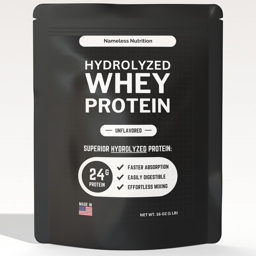 [BRSRA2YFAF7GMD3D] Hydrolyzed Whey Protein Powder - Unflavored Whey Protein Concentrate Hydroslate, Plain Protein Powder - Gluten Free, 24g Protein per Serving, 1 lb (Pack of 1)