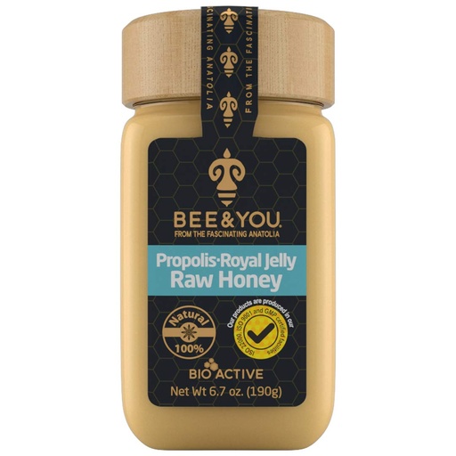 [BRSWGYI5DEHRY233] Bee and You Royal Jelly Raw Honey, Propolis Extract, 100% Natural Superfood, Ultra Pure, Immune Support Supplement, Antioxidants, Keto, Paleo, Gluten-Free, 6.7 oz