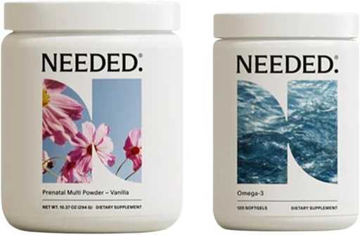 [BRSRAAIDCRYG2YDP] Needed. Vanilla Prenatal Multivitamin Powder & Omega-3 Bundle | Nutrient Support for Pregnancy & Postpartum