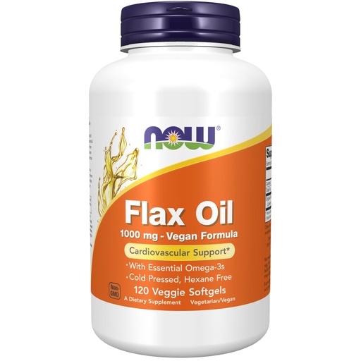 [BRSWG2Q5BN7RQADA] NOW Foods Supplements, Flax Oil 1000 mg with Essential Omega-3s, Cold Pressed, Hexane Free, Vegan Formula, 120 Veg Softgels