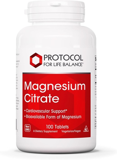 [BRSWI2T2CYOGYAA7] PROTOCOL FOR LIFE BALANCE Magnezyum Citrate 400mg - Support Heart Health & Bone Formation - Bio available Dietary Supplement - Vegan, Kosher & Halal - 100 Tabs
