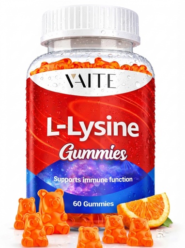 [BRSRAYIYB4BRS23L] VAITE L-Lysine 1000mg Gummies - Supports Skin, Lip, Vegan, Gluten Free, Vitamins for Adults Tissue Health & Immune System, Chewables, Amino Acid Vitamin Supplement & Complex Supplements, Non-GMO
