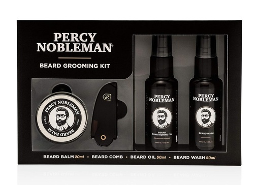 [BRSWGGQTOIHQEHTO] Percy Nobleman Beard Grooming Kit - Signature Scented Beard Oil 50ml, Wash 50ml, Balm 20ml & Comb
