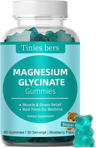 [BRSRMBQ7CIPR6FAU] Magnezu Glycinate Gummies 500mg, Cukier Bezwodny dla dorosłych i dzieci, Najlepsze Gummies magnezu na sen, Stres & Mięśnie Relief & Nerve Health, No Melatonin, Gluten Free, Nie GMO, Wegan, Pektyna, 60
