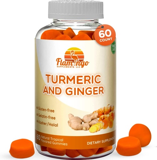 [BRSWGED4DEGQAADL] Turmeric Curcumin & Ginger Chewable Gummies for Adults and Children.Vegan Friendly, Kosher & Halal, Gluten Free, Non GMO. 60 Count