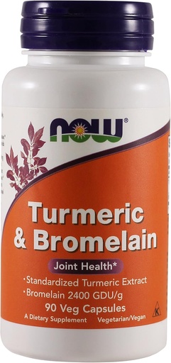 [BRSWIZTYCZ7QM2LO] NOW Foods - Turmeric & Bromelain Joint Health - 90 Vegetarian Capsules