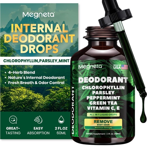 [BRSREYD2BEHQE3D4] Chlorophyll Liquid Drops – Body Deodorizing Supplement for Women & Men – Detox, Energy & Skin Health Support– Vegan, Non-GMO, 2 Fl Oz