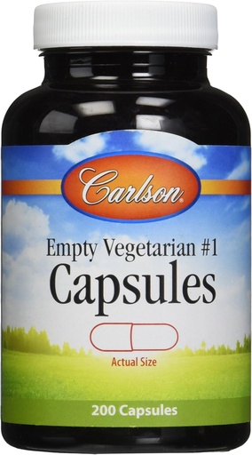 [BRSWKZIOCYAWODL2] Carlson Labs Orta və ya Kiçik Boş Veg Capsules, 200 Count