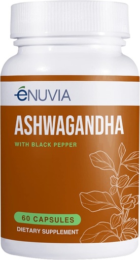 [BRSW2AL2DF5QMD32] Ashwagandha Supplement - Natural Relief and Stamina Support to Help Ease Tension 60 Capsules Pure Root with Black Pepper Extract for Enhanced Absorption Vegan, Made in the USA