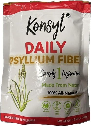 [BRSRAFQKCIBBQA3P] Konsyl Daily Psyllium Fiber - Non-GMO, Vegan, Keto-Friendly, Polvere di supplemento di fibra - Supporta la salute digestiva - 300g / 10.58 oz (Pack of 01)