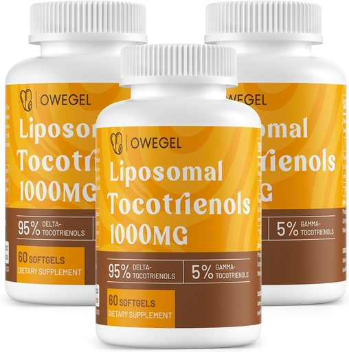 [BRSROHYKDIFWEDL7] Liposomal Tocotrienols 1000mg - High Bioavailability Vitamin E Tocotrienols Supplements,95% Delta & 5% Gamma Tocotrienol Capsules Support Skin,Bone,Antioxidant,180 Softgels