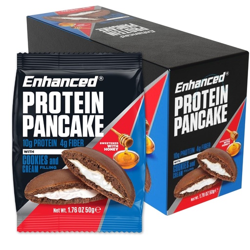 [BRSRAZD6CEORS3T5] Enhanced Labs Protein Pancakes To Go - Cookies & Cream (Pack of 10) - Low Carb, Low Sugar, Low Calorie, High Protein, Keto-Friendly - Ready To Eat Snack
