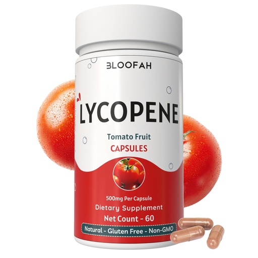 [BRSRAZL6CN7QE3D5] Lycopene Supplement Capsules 500mg – Tomato Fruit Powder with Natural Lycopene for Antioxidant & Daily Wellness Support | Gluten Free, Non-GMO (60 Count (Pack of 1))