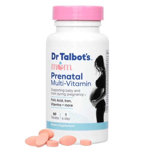 [BRSROBI6BN7WCA37] Dr. Talbot's Mom Prenatal Multi-Vitamin Daily Supplement - Folic Acid, Iron, Vitamins, and More - 60 Tablets