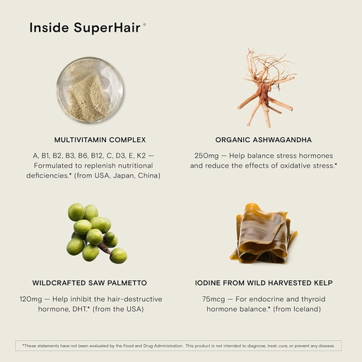 [BRSRMZYPBMGRGA37] Månen Juice 1 SuperYou & 1 SuperHair ® SuperYou Adaptogen Supplement for rolig & SuperHair Multivitamin Supplement for sunnere, tykkere hår | Forbedre total hår helse