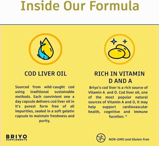 [BRSROCA5DF5QAG35] Generic Cod Liver Oil- Omega Fatty Acids with Vitamin A & D Cod Liver Oil Capsule Help Reduce Joint Pain and Maintain The Immune System for Unisex