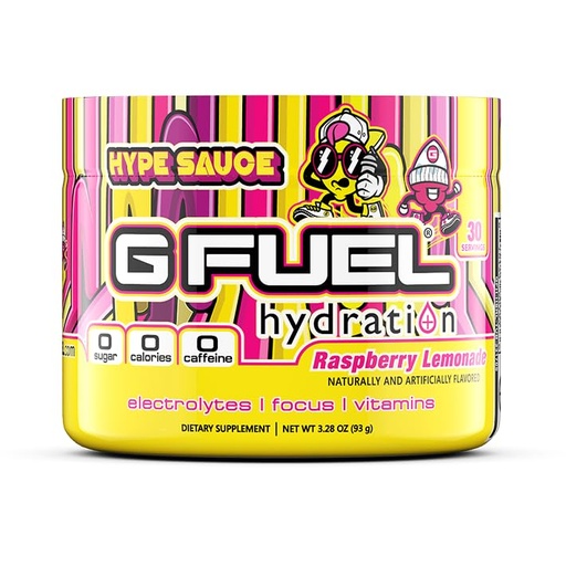 [BRSROGAKB4HQMFYU] G Fuel Hype Sauce Supreme Hydration, Electrolyte Powder Mix for Energy & Focus, Sugar and Caffeine Free Supplement with Essential Vitamins & Minerals, Raspberry Lemonade Flavor, 3.3 oz - 30 Servings