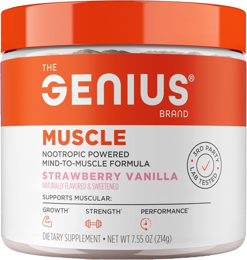 [BRSWGFLRCEBBYH3O] El geni Brand Geni Muscle - Musclera suplementari per al creixement, la recuperació i la fórmula no-Hibermonal - 6 polongs Organí-Suard - 30 Servings - Strawbery Vanilla