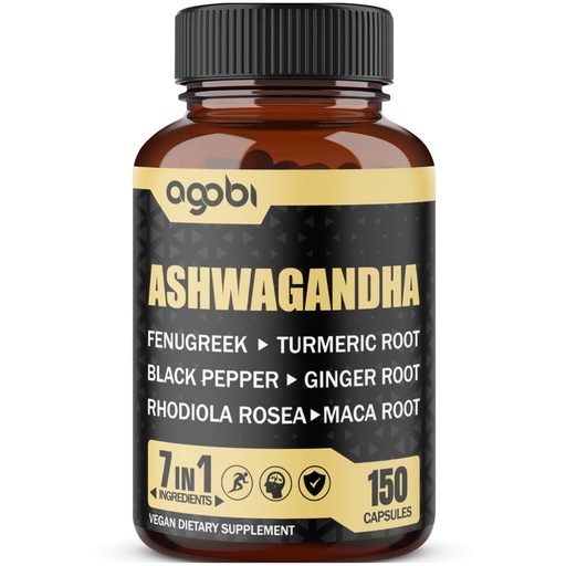 [BRSRM2QQPN6RSC3K] Ashwagandha Extract Capsules 7 Herbal Ingredients 8050 mg - Blended Fenugreek, Maca, Turmeric, Rhodiola, Ginger & Black Pepper - Sleep, Spirit, Immune & Energy Support - 5-Month Supply