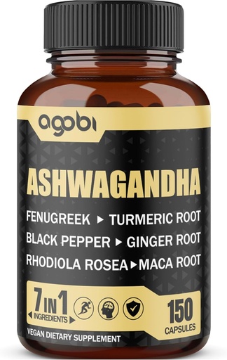 [BRSRM2QQPN6RSC3K] Ashwagandha Extract Capsules 7 Herbal Osagaiak 8050 mg - Nahastutako Fenugreek, Maca, Turmeric, Rhodiola, Ginger & Black Pepper - Lo egin, Spirit, Immune & Energy Support - 5-Month Supply