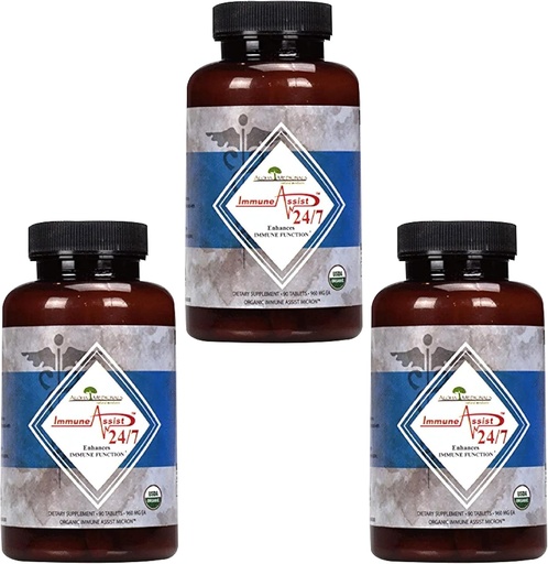 [BRSWYHTQCACQKHTF] Aloha Medicinals – Immune Assist 24/7, Organic Mushroom Supplement, Immune Support Supplement, 90 Tablets Each, Pack of 3
