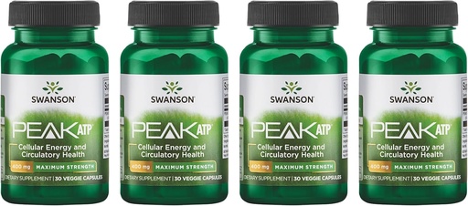 [BRSWGFD3B4BAMHYV] Swanson Maximum Strength Peak ATP-Natural Supplement Promoting Cellular Energy Support-Supports Physical Performance and Promotes Healthy Blood Flow Support-(30 Veggie Capsules, 400mg Each) 4 Pack