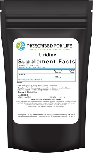 [BRSWYZT5CUJWEALZ] Prescrito para la vida Uridine, Pure Uridine Monophosphate Powder, Suplemento Nootropic para la memoria, la claridad, " Focus, No Fillers, No Additives, Vegan, Non GMO (0.5oz / 14g)