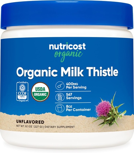 [BRSRAED3C56GKYD6] Nutricost Biologische Melkdistel (Silybum Marianum) 8 oz per Container (Unflavored) - Non-GMO, Glutenvrije