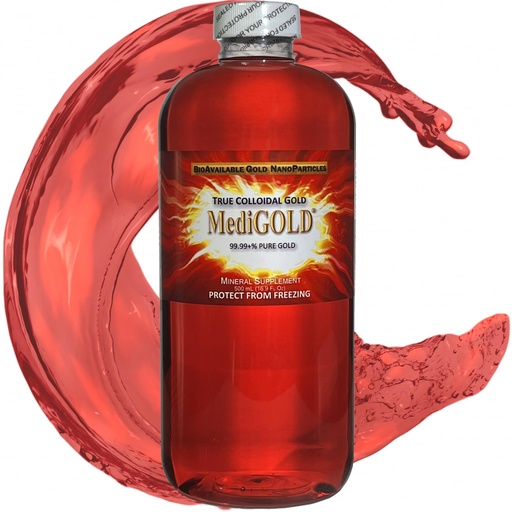 [BRSWIZQ5AANWE2TI] MediGOLD® True Colloidal Gold AuNP Nutritional Supplement - 500 mL in Clear Plastic Bottle